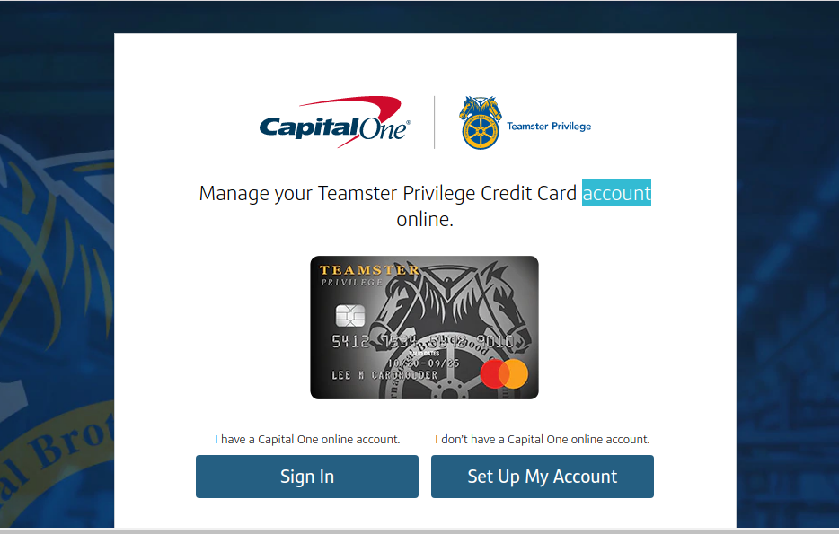 Teamsters capitalone Login To Your Teamsters Card Account PHP Fact