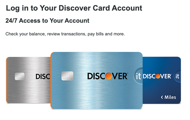 discover credit card login